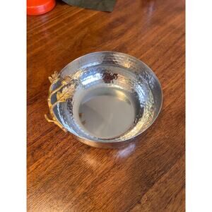 Leeber-Inspired Vine Hammered Stainless Steel Nut/Olive Bowl | Leaf & Acorn
